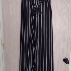 Black and White Striped Women's Pants